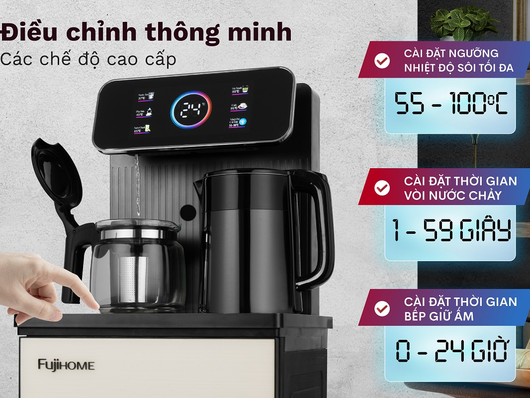 Cây nước nóng lạnh bình âm kèm bàn pha trà Fujihome TBD22