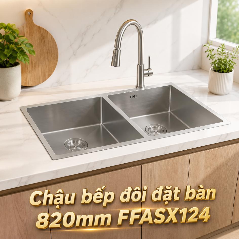 Chậu bếp đôi đặt bàn 820mm FFASX124