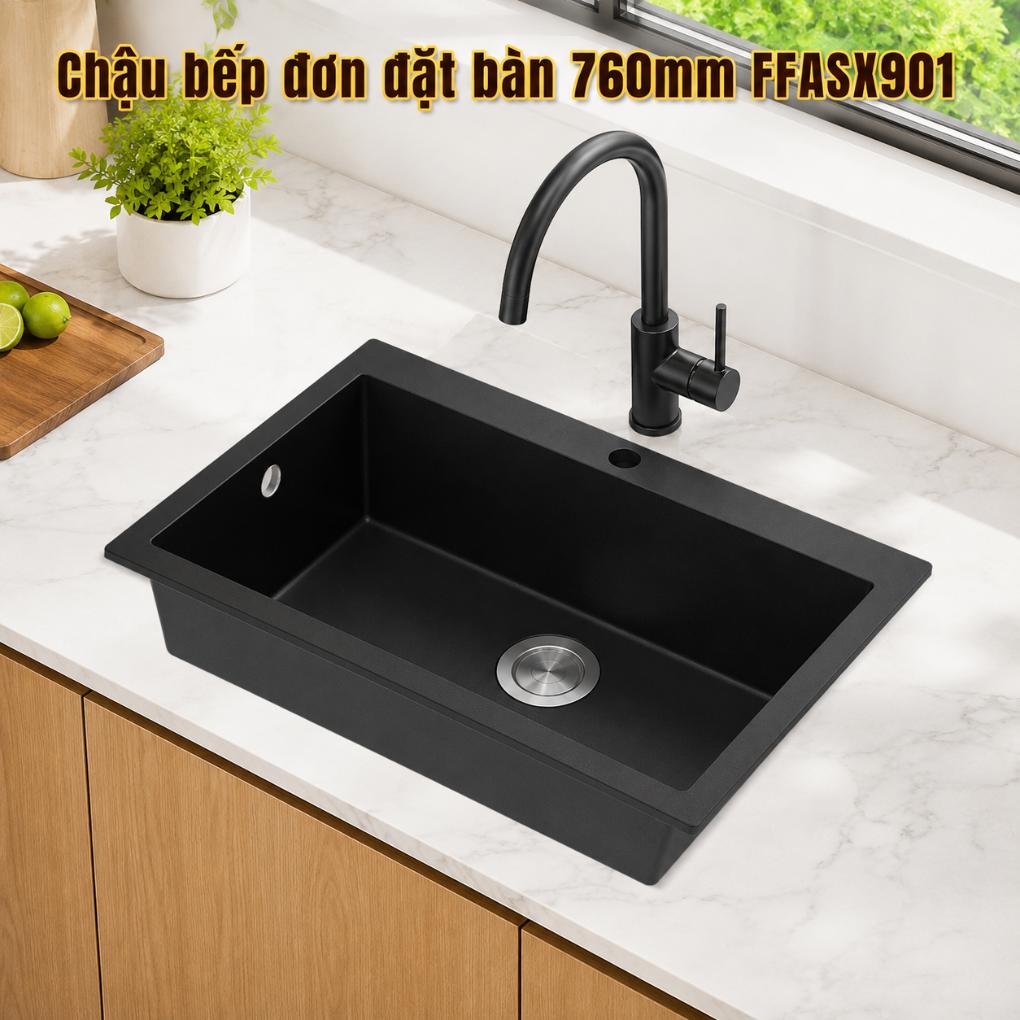 Chậu bếp đơn đặt bàn 760mm FFASX901