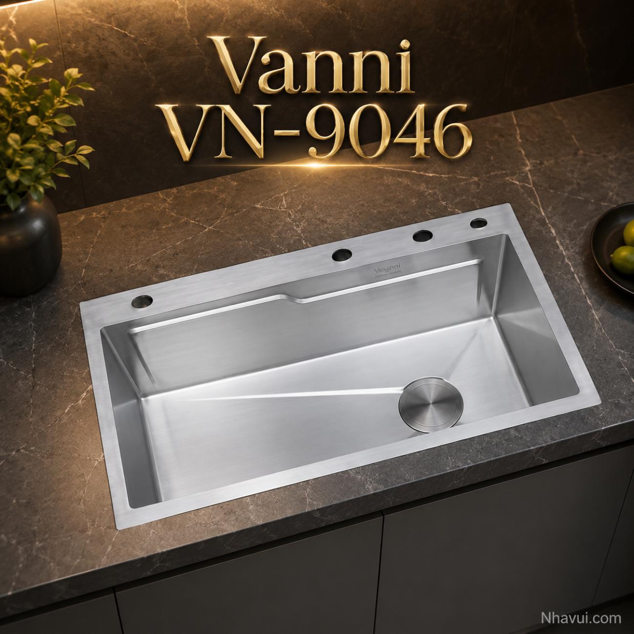 Chậu rửa chén inox 304 Vanni VN-9046 1 hộc 900x460x230mm