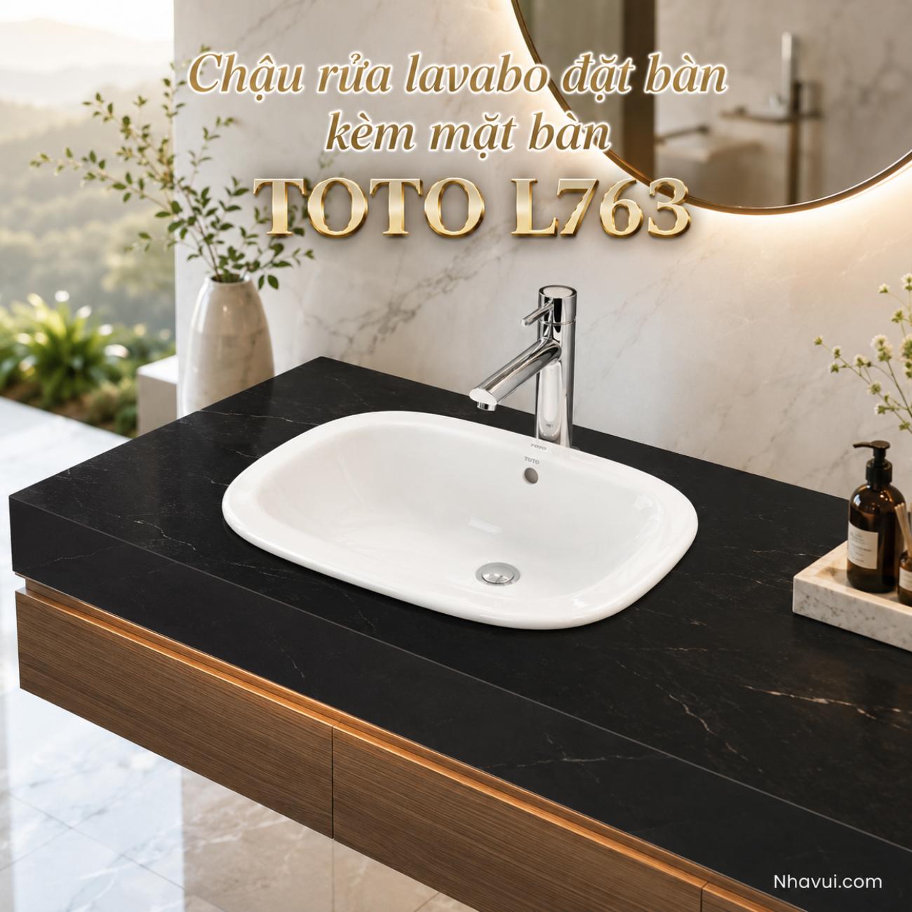 Chậu rửa lavabo đặt bàn kèm mặt bàn TOTO L763
