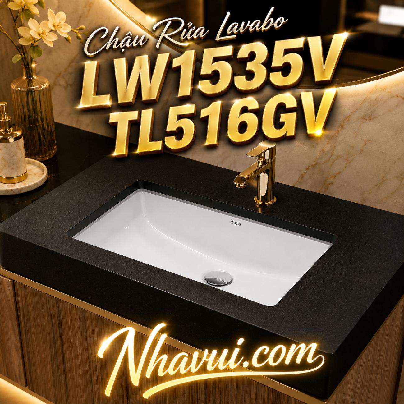 Chậu rửa lavabo đặt bàn kèm mặt bàn TOTO LW1535V TL516GV