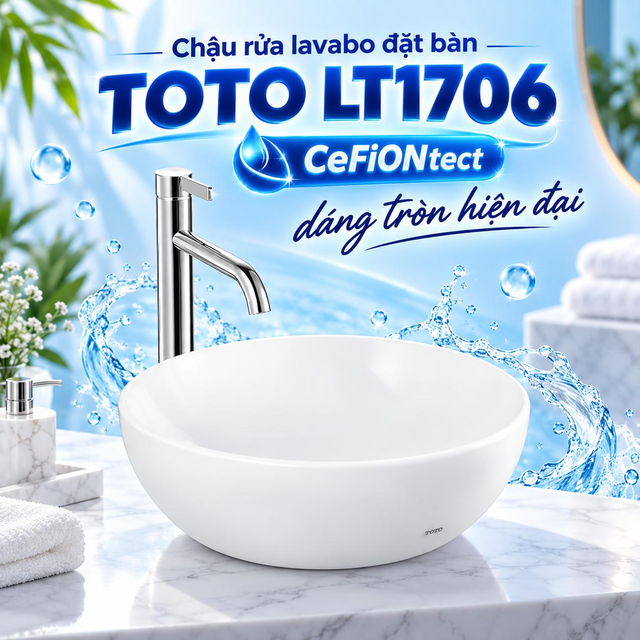 Chậu rửa lavabo đặt bàn TOTO LT1706 CeFiONtect