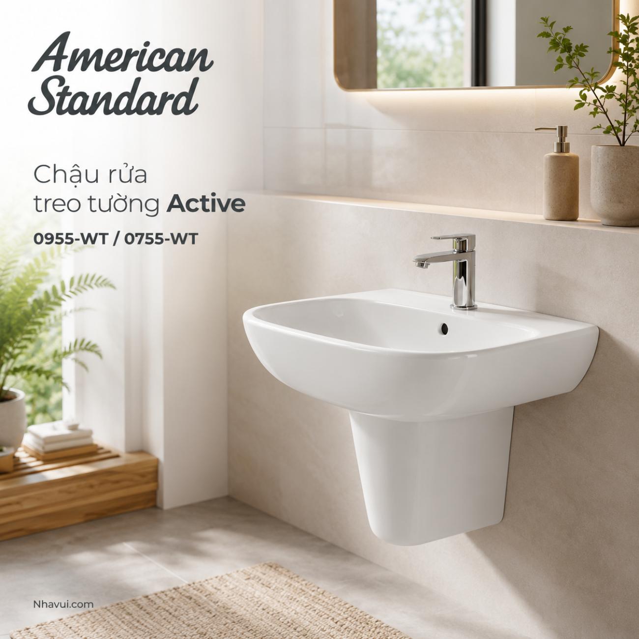 Chậu rửa treo tường American Standard 0955-WT / 0755-WT Active