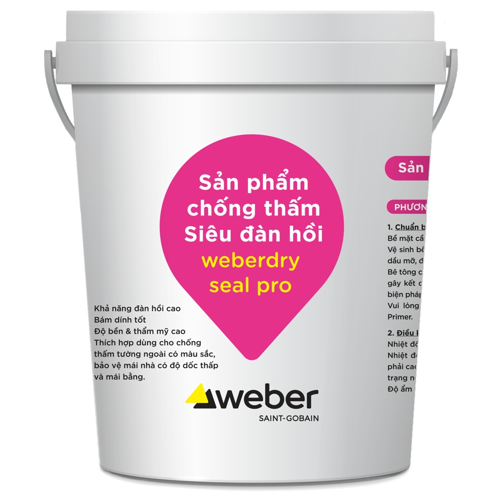 Chống thấm siêu đàn hồi gốc Acrylic Weber weberdry seal pro thùng 18kg chính hãng