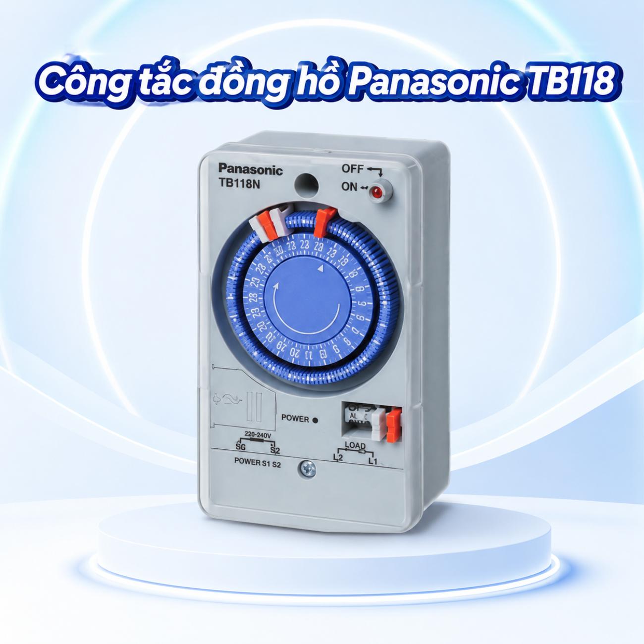 Công tắc đồng hồ Panasonic TB118 SPST 24h có pin dự trữ 300 giờ