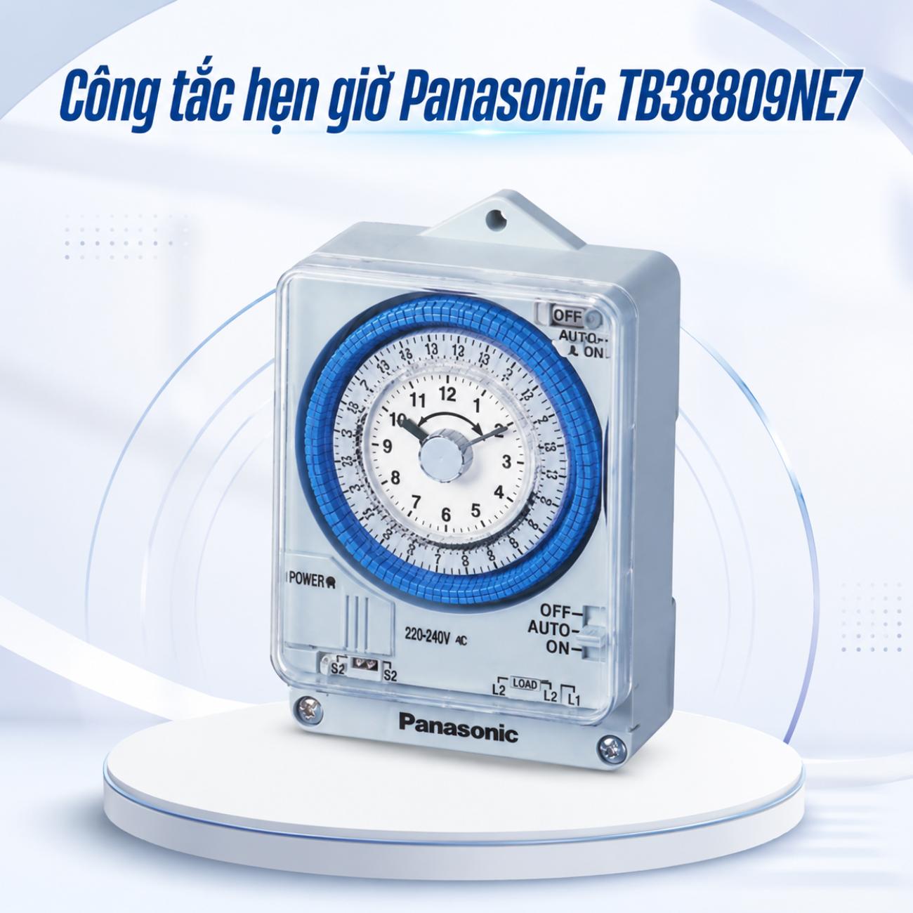 Công tắc đồng hồ Panasonic TB38809NE7 SPST 24h 220-240VAC 20A có pin dự trữ