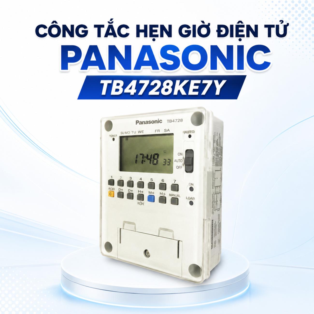 Công tắc hẹn giờ điện tử Panasonic TB4728KE7Y 24h theo tuần, pin dự trữ 5 năm