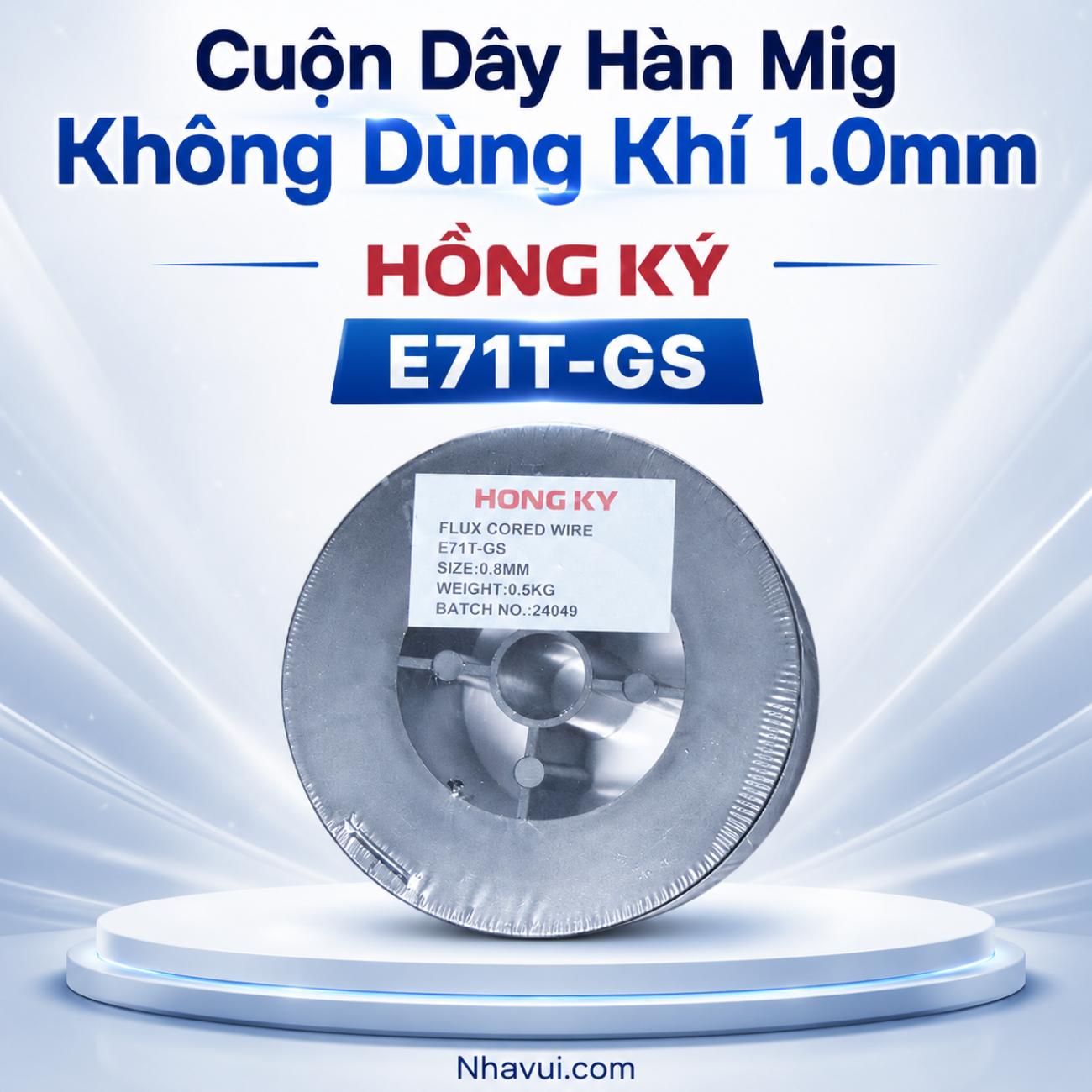 Cuộn dây hàn MIG không dùng khí Hồng Ký E71T-GS đường kính 1.0mm 1.0kg