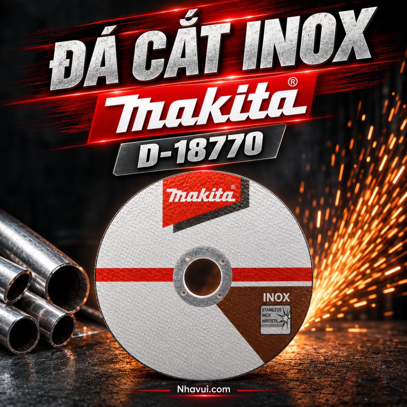 Đá cắt inox Makita D-18770 kích thước 125x1,2x22,2mm