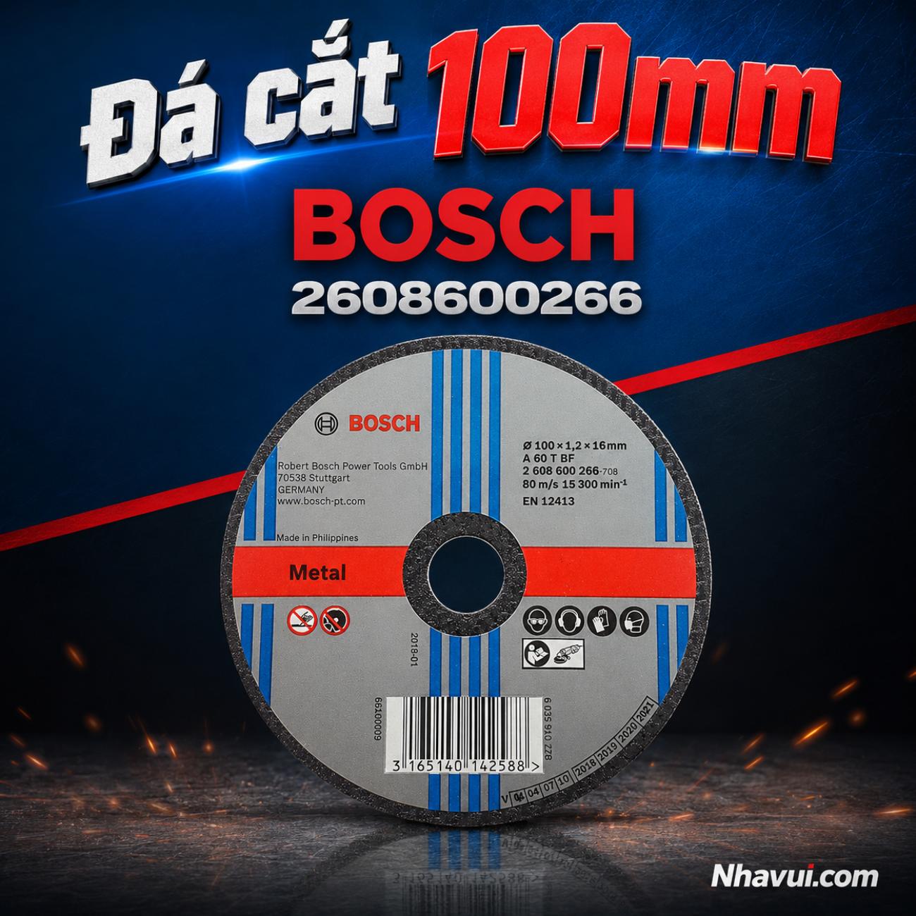 Đá cắt kim loại Bosch 2608600266 kích thước 100x1.2x16mm