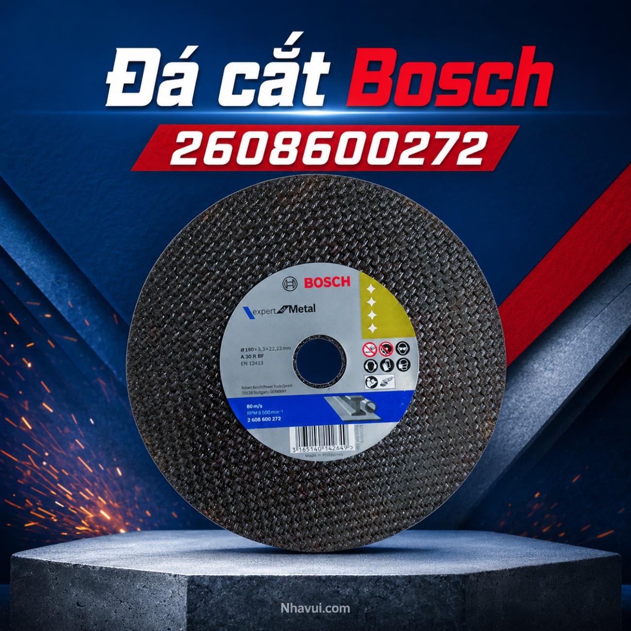 Đá cắt kim loại Bosch 2608600272 kích thước 180x3,3x22,23mm
