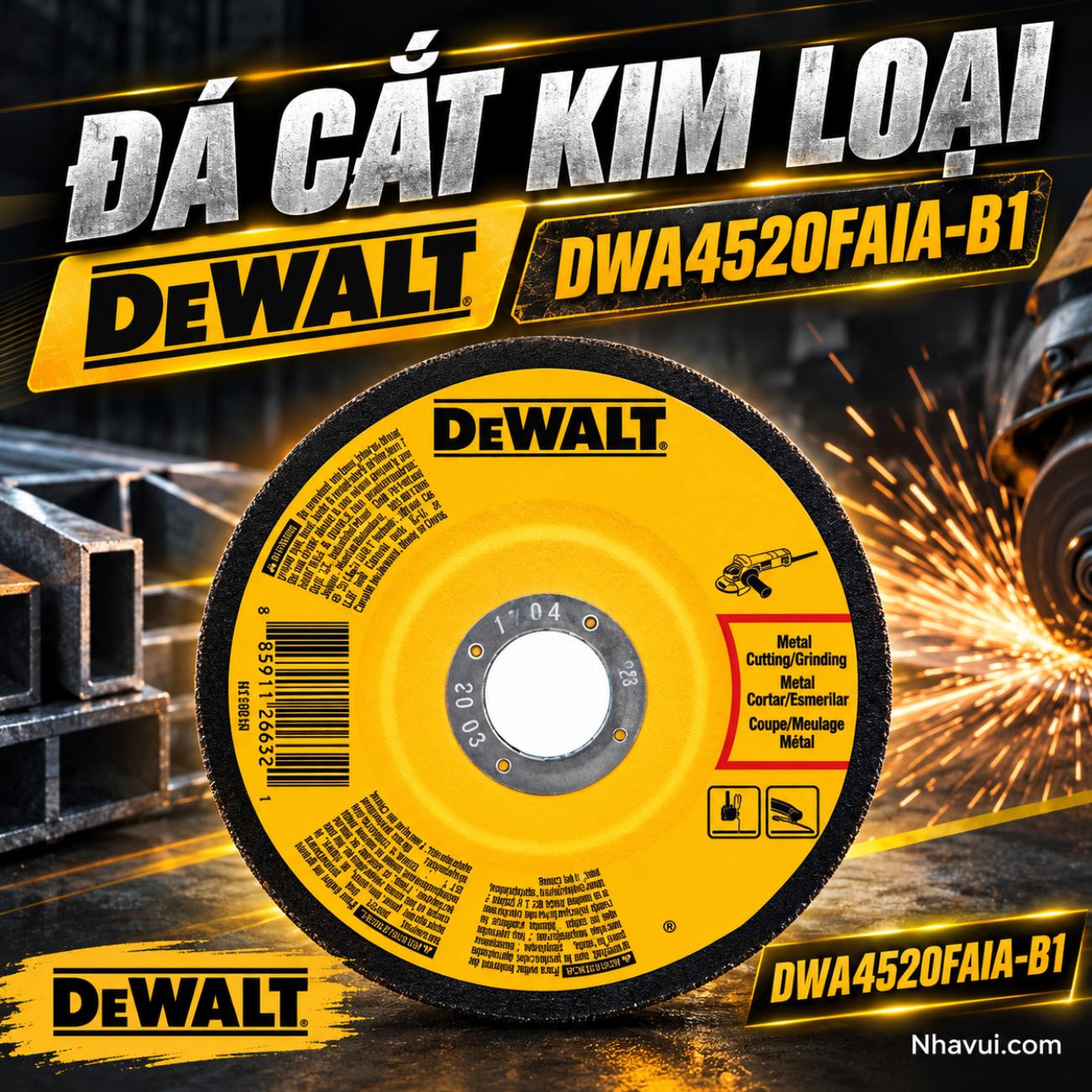 Đá cắt kim loại Dewalt DWA4520FAIA-B1 kích thước 100x2,5x16mm