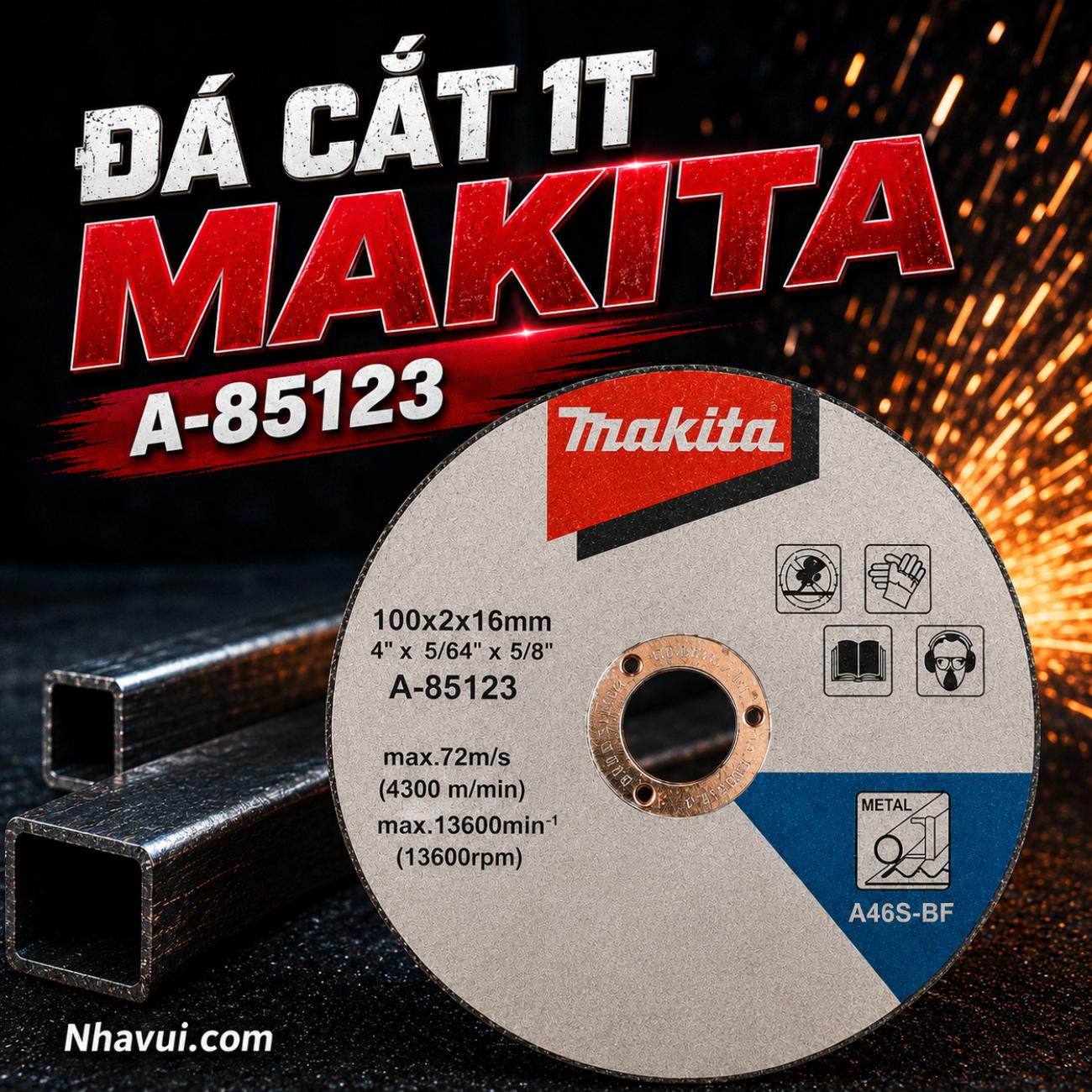 Đá cắt kim loại Makita A-85123 kích thước 100x2x16mm