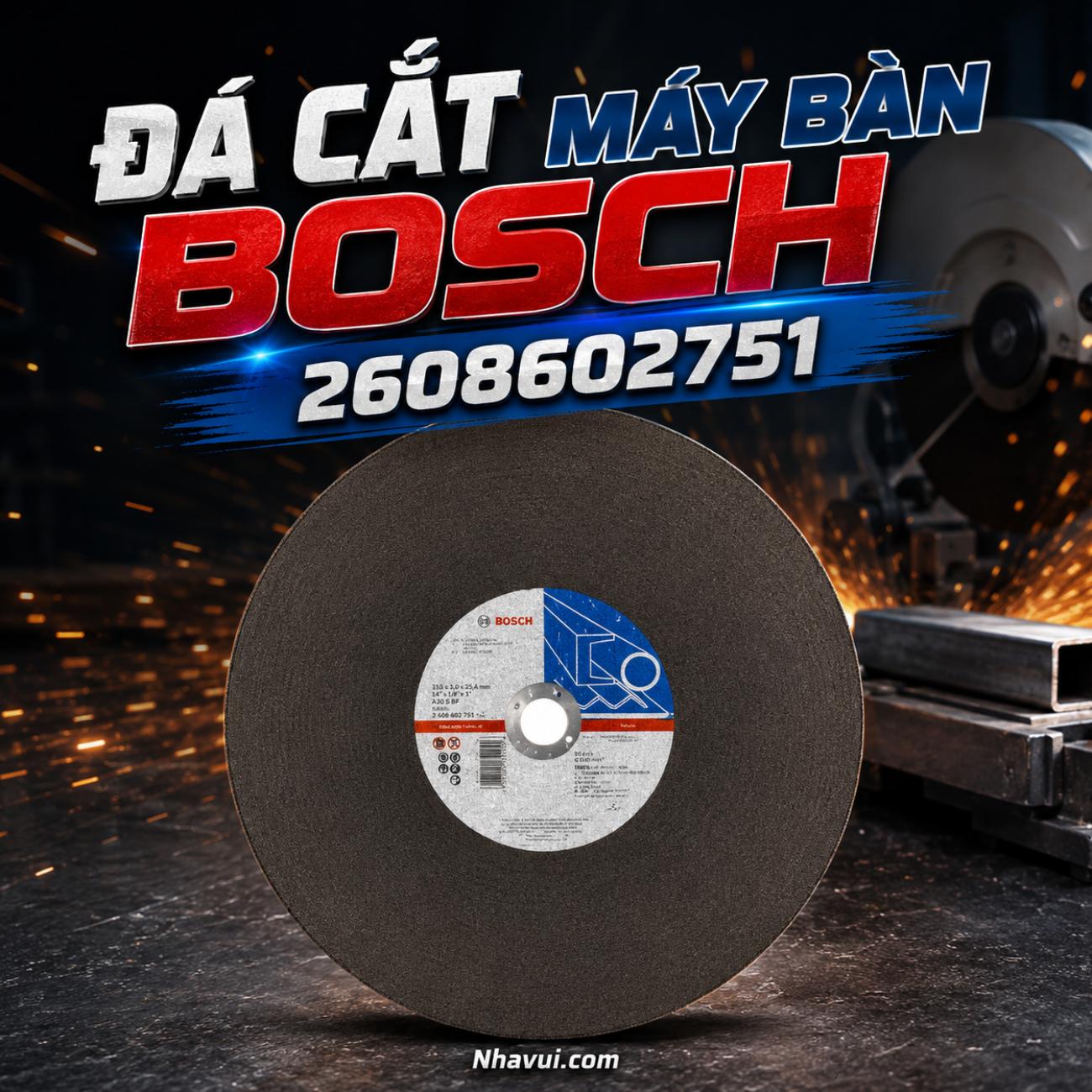 Đá cắt máy bàn Bosch 2608602751 kích thước 355x3x25.4mm
