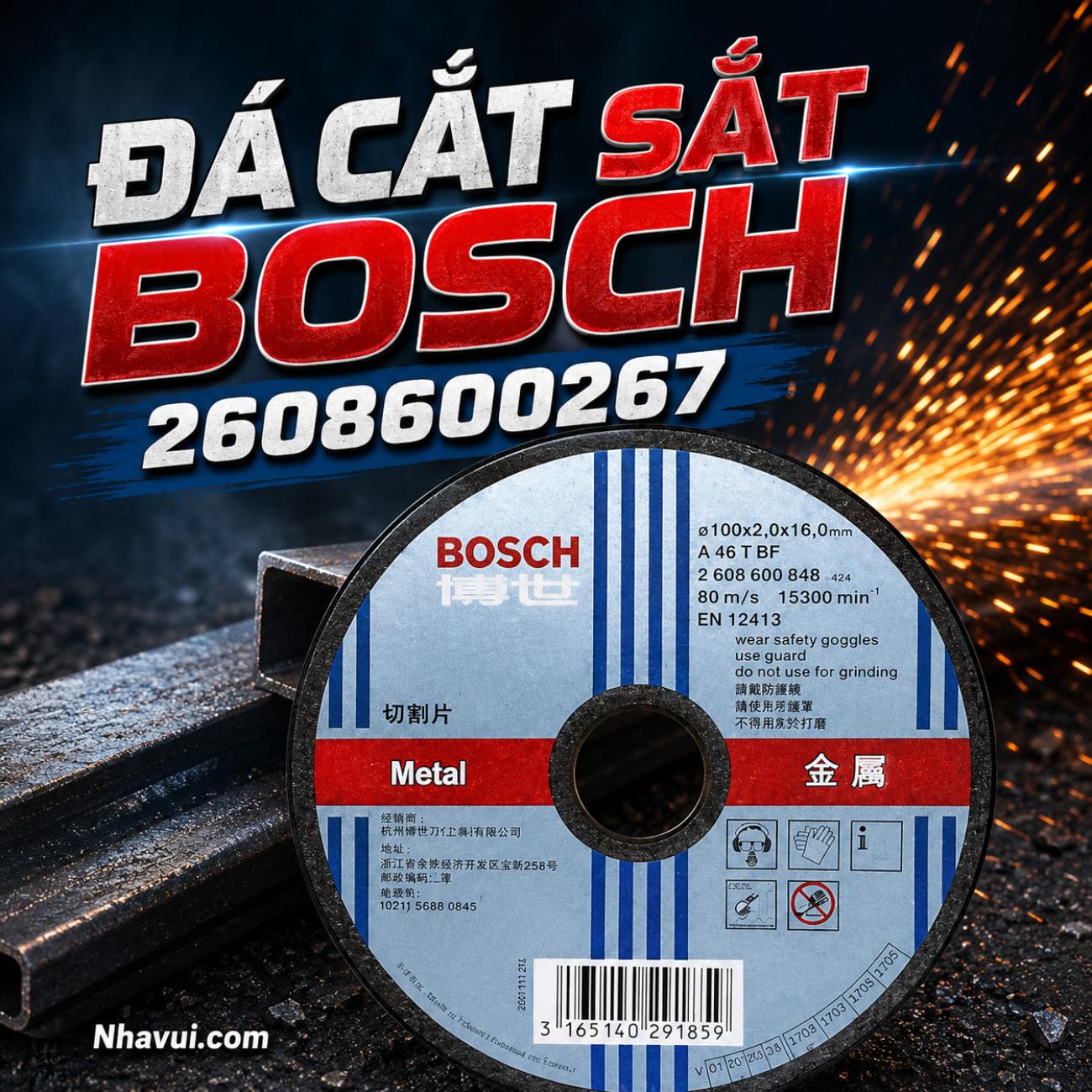 Đá cắt sắt Bosch kích thước 100x2x16mm 2608600267