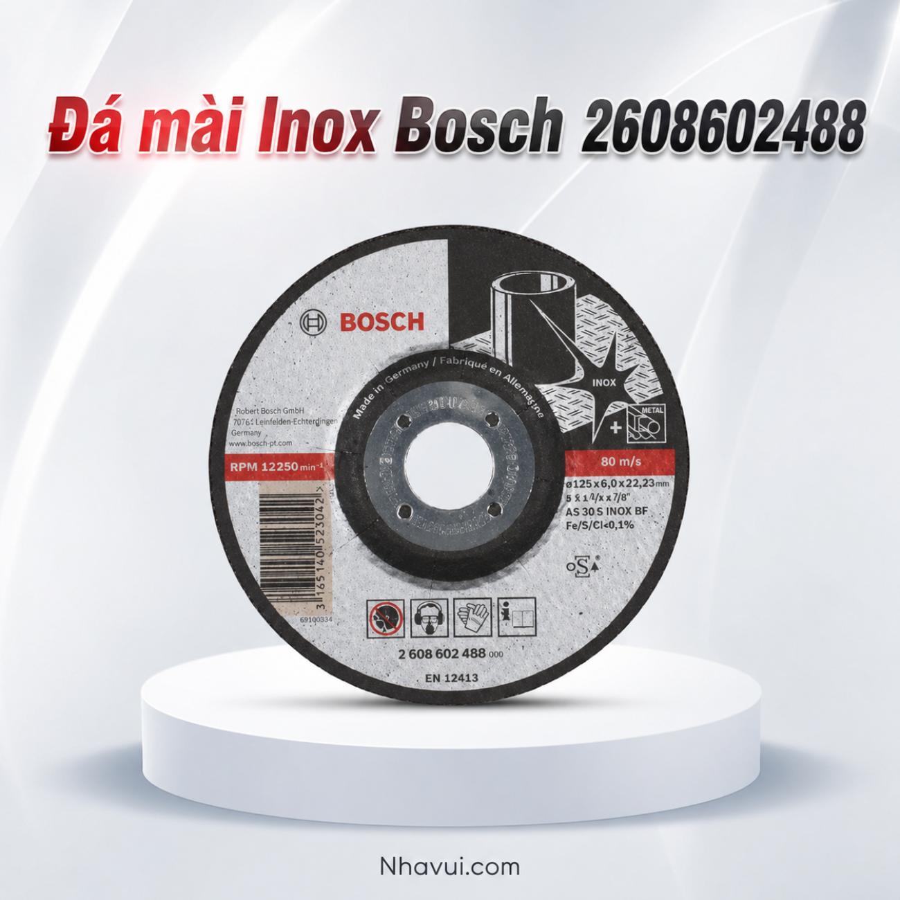 Đá mài inox Bosch 2608602488 kích thước 125x6x22.23mm