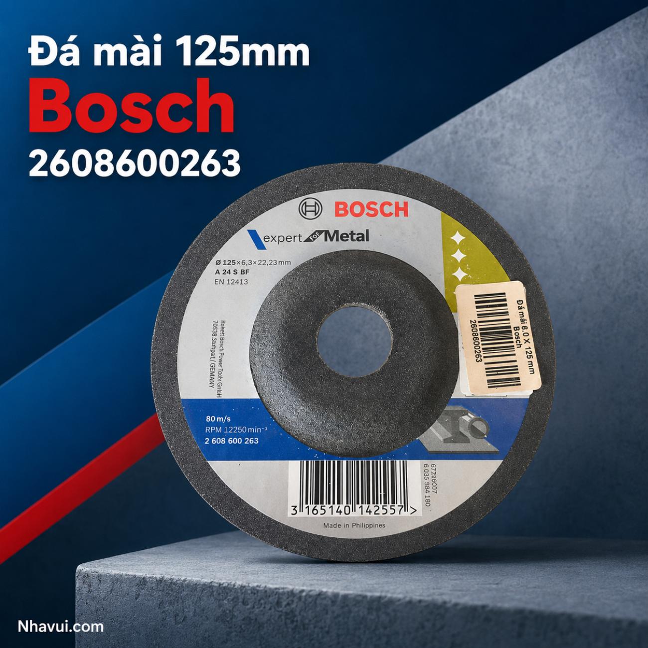 Đá mài kim loại Bosch kích thước 125x6.3x22.23mm 2608600263
