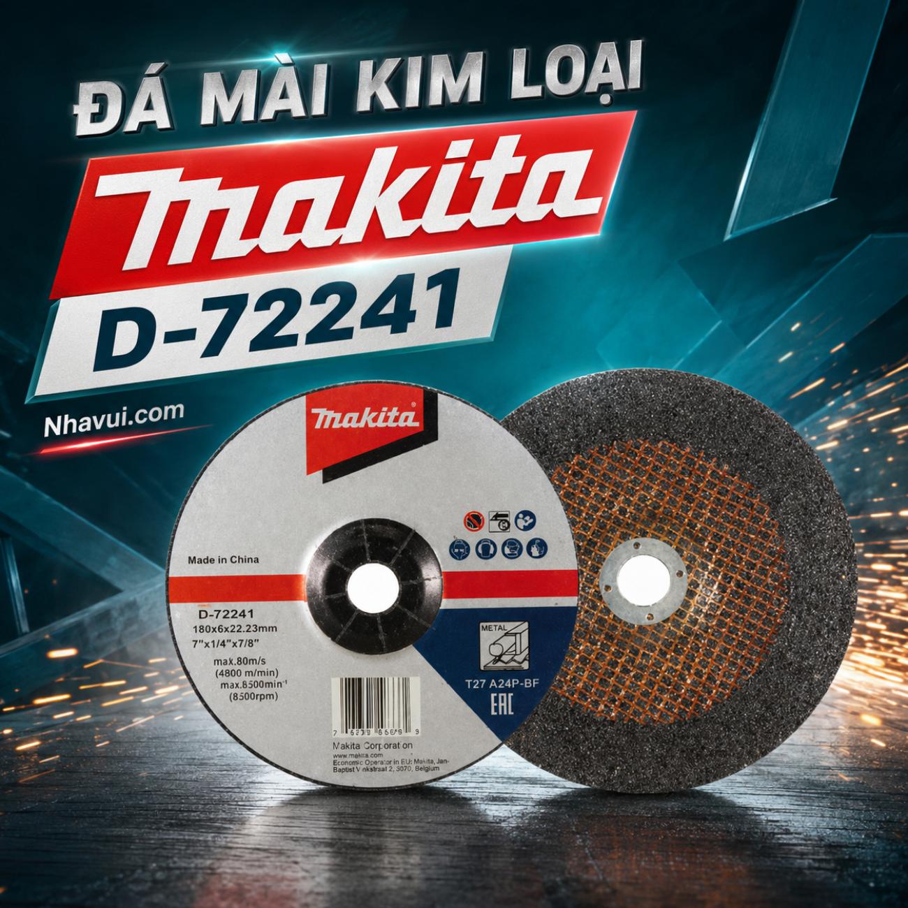 Đá mài kim loại Makita D-72241 kích thước 100x6x22.23mm
