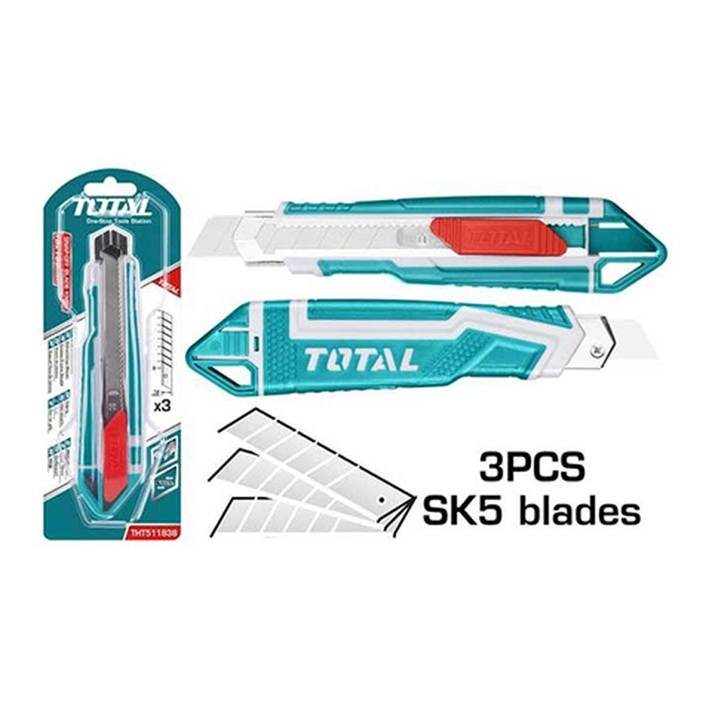 Dao rọc giấy Total THT511836 lưỡi 18 mm, kèm 3 lưỡi SK5