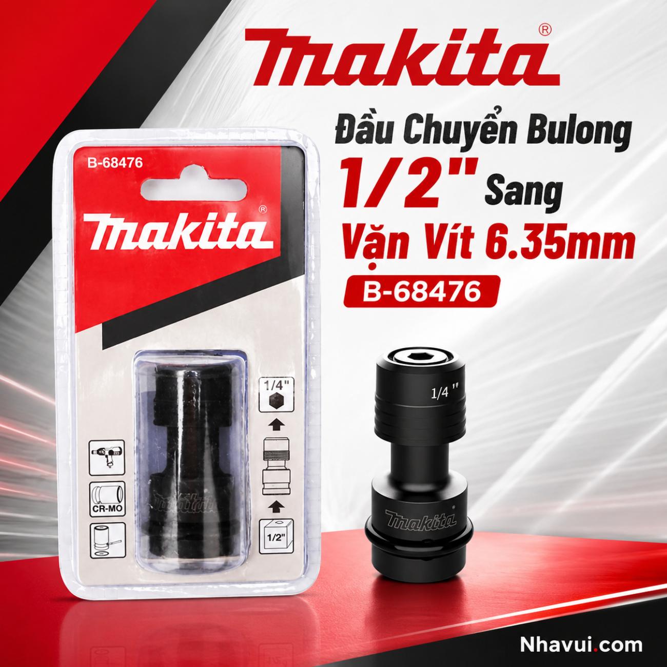 Đầu chuyển bu lông 1/2 inch sang đầu vặn vít 6,35mm Makita B-68476