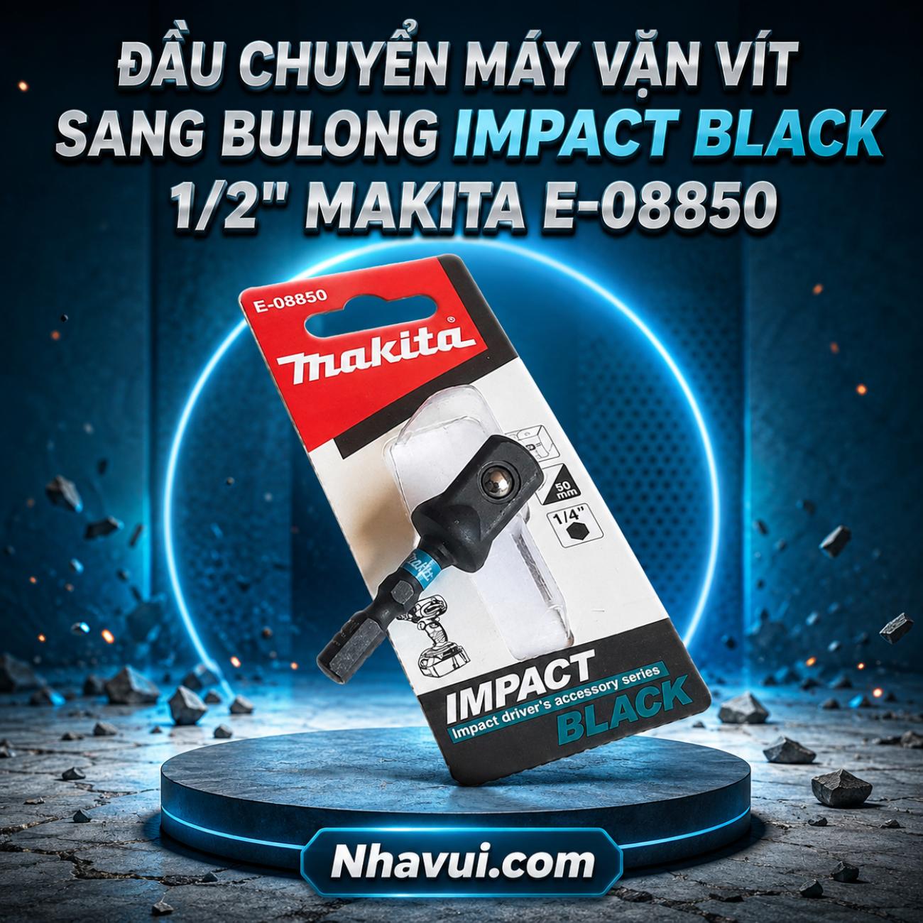 Đầu chuyển máy vặn vít sang bu lông Makita Impact Black 1/2 inch E-08850