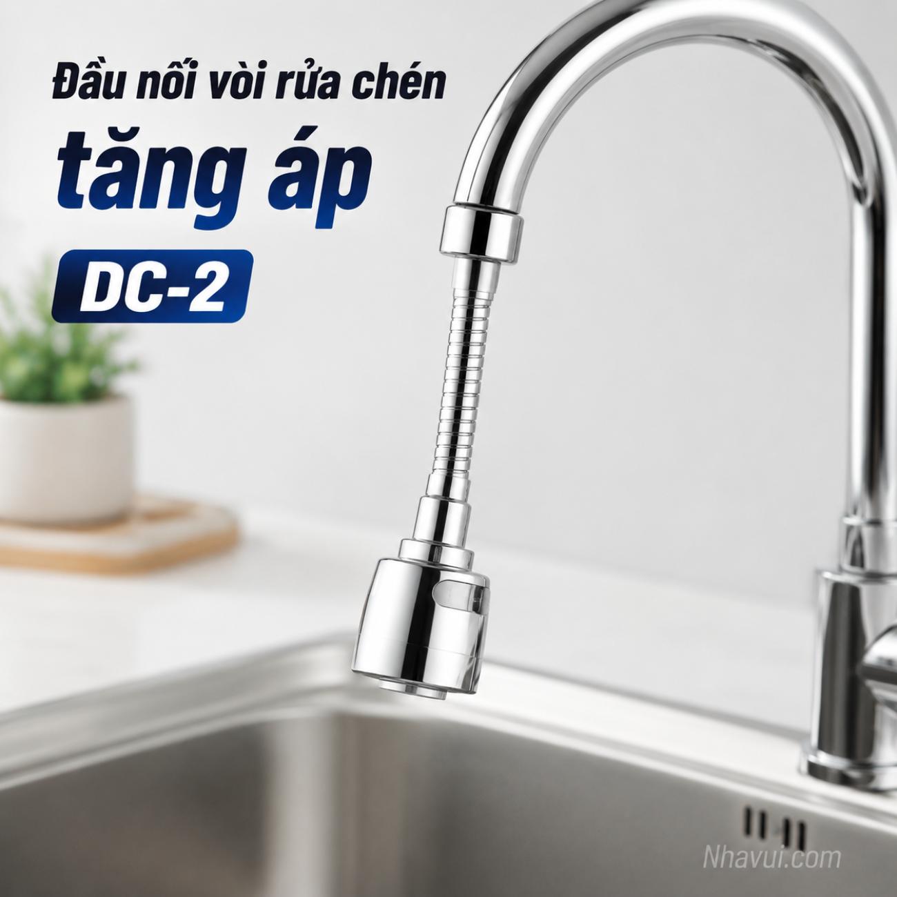 Đầu nối vòi rửa chén tăng áp Vanni DC-2 xoay 360 độ