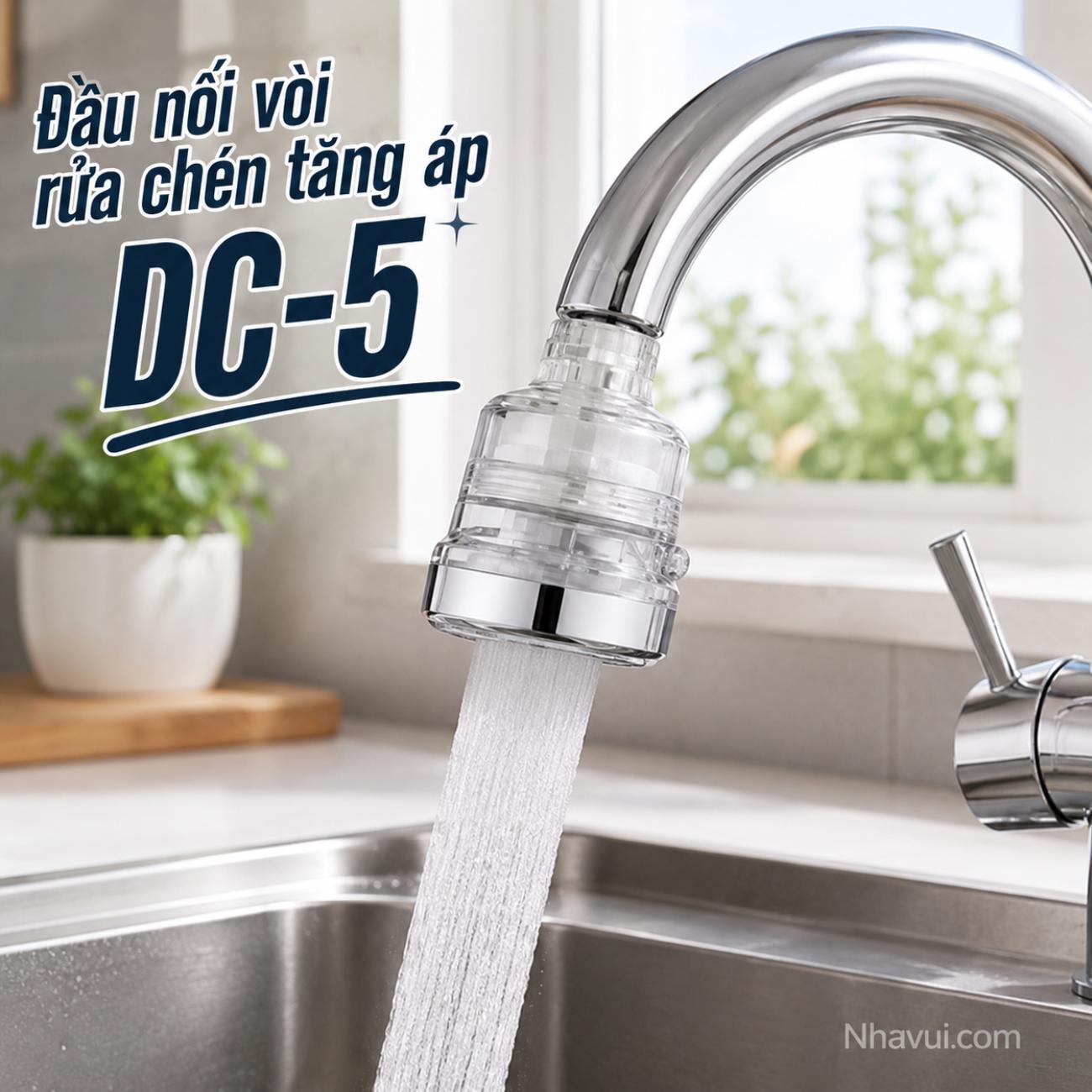 Đầu nối vòi rửa chén tăng áp Vanni DC-5 đầu phun nhỏ gọn