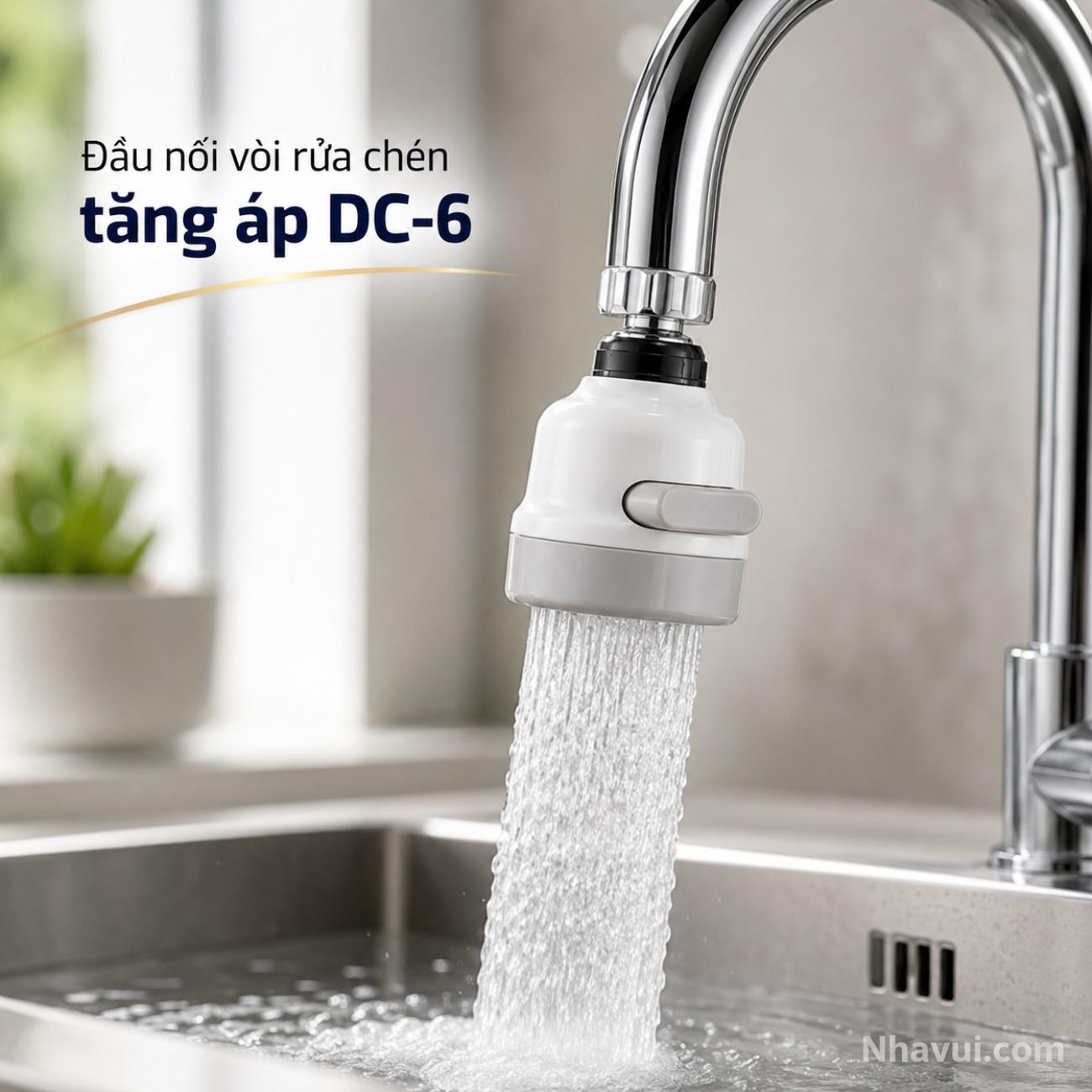 Đầu nối vòi rửa chén tăng áp Vanni DC-6 đầu phun nhỏ gọn