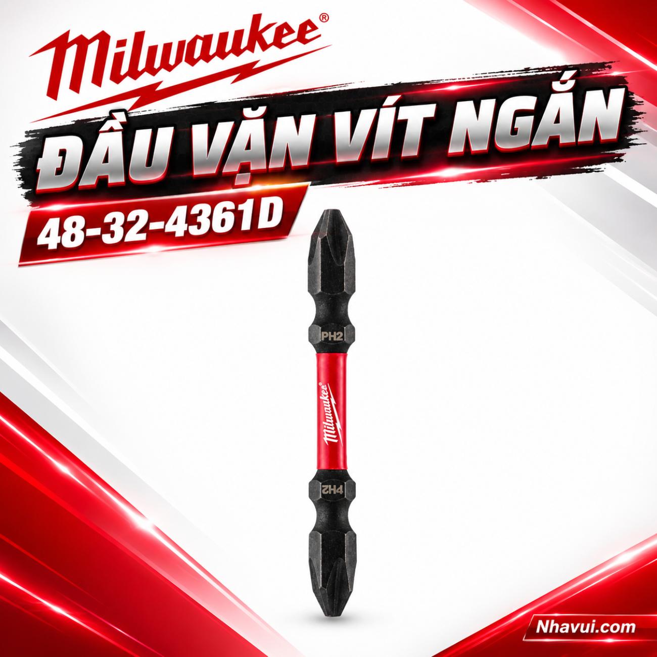 Đầu vặn vít ngắn Milwaukee 48-32-4361D PH2-65mm