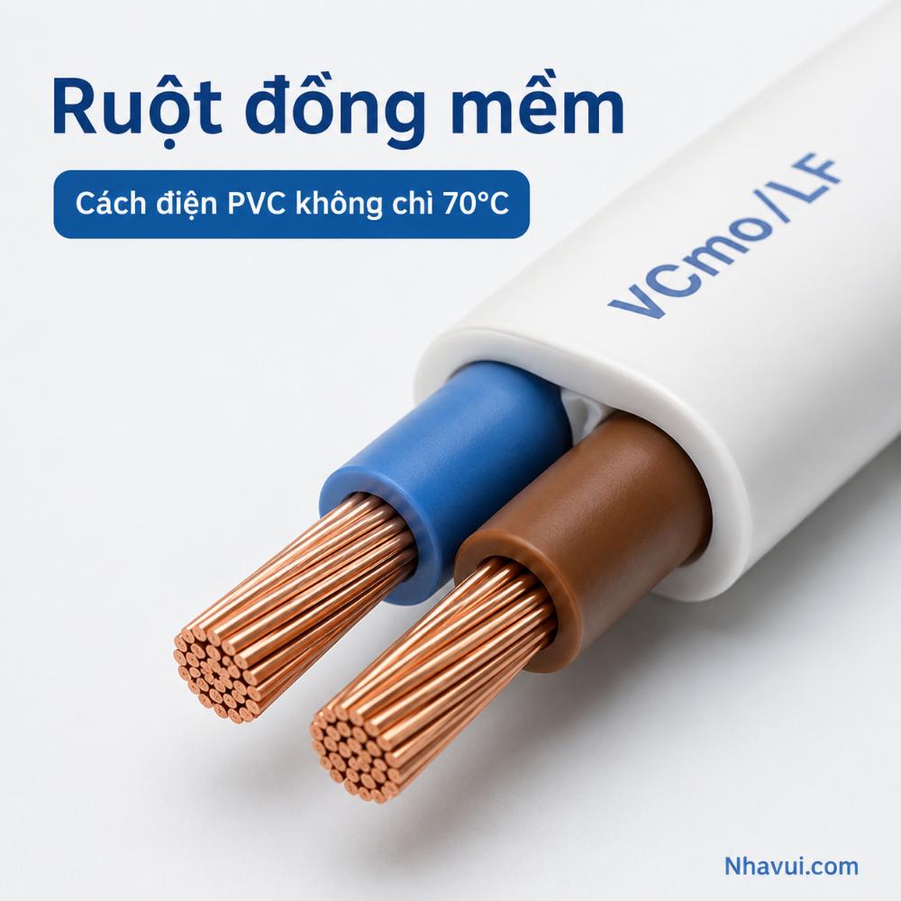 Dây điện đôi mềm ovan CADIVI VCmo/LF ruột đồng cách điện PVC