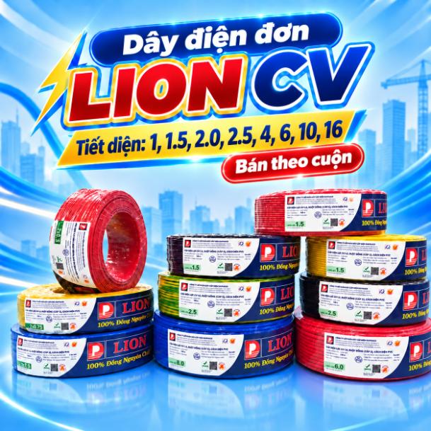 Dây điện đơn LION CV – Ruột đồng, cách điện PVC – Bán theo cuộn