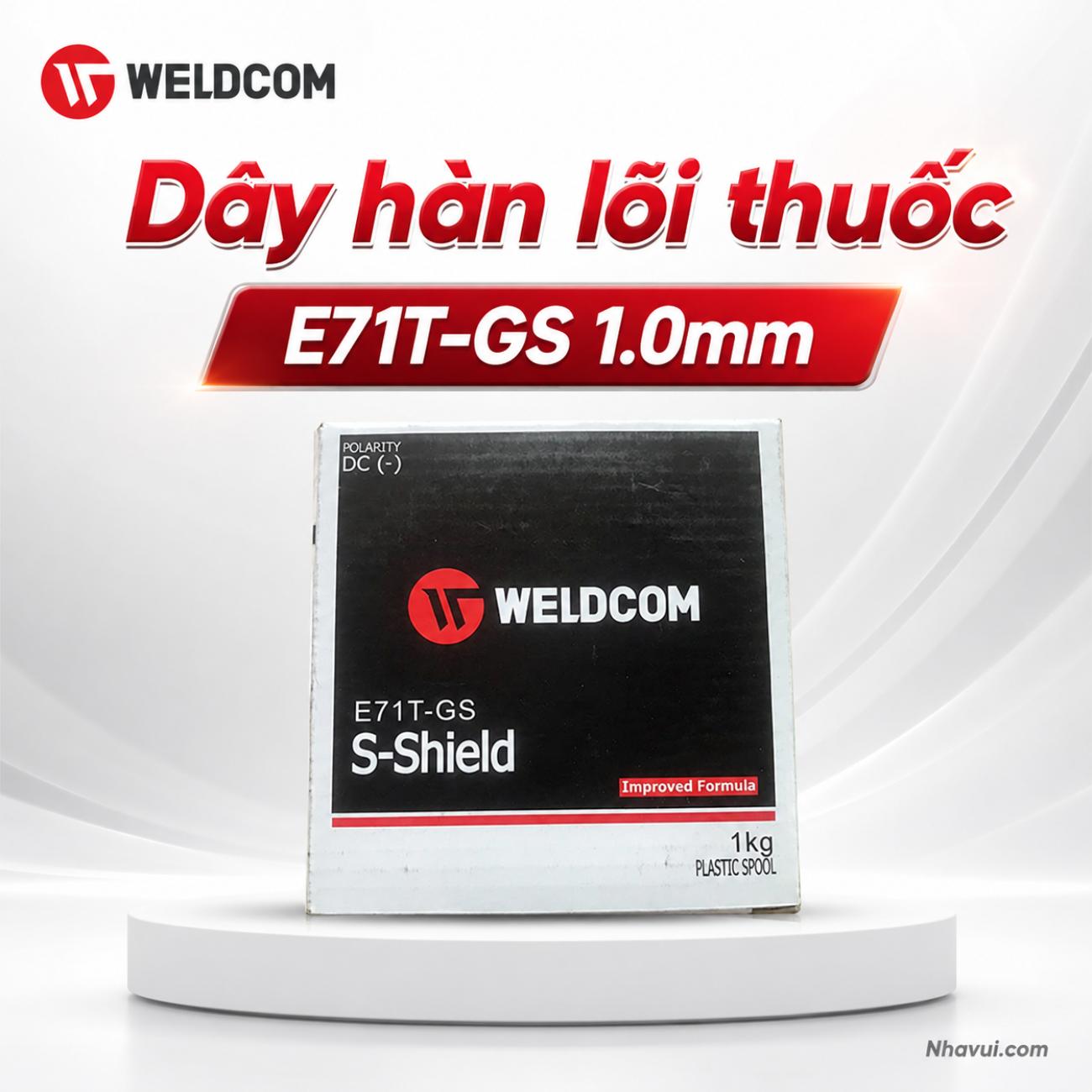 Dây hàn lõi thuốc Weldcom E71T-GS đường kính 1.0mm cuộn 1kg