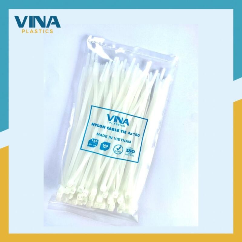 Dây rút nhựa Vina Plastics 150mm màu trắng, đen