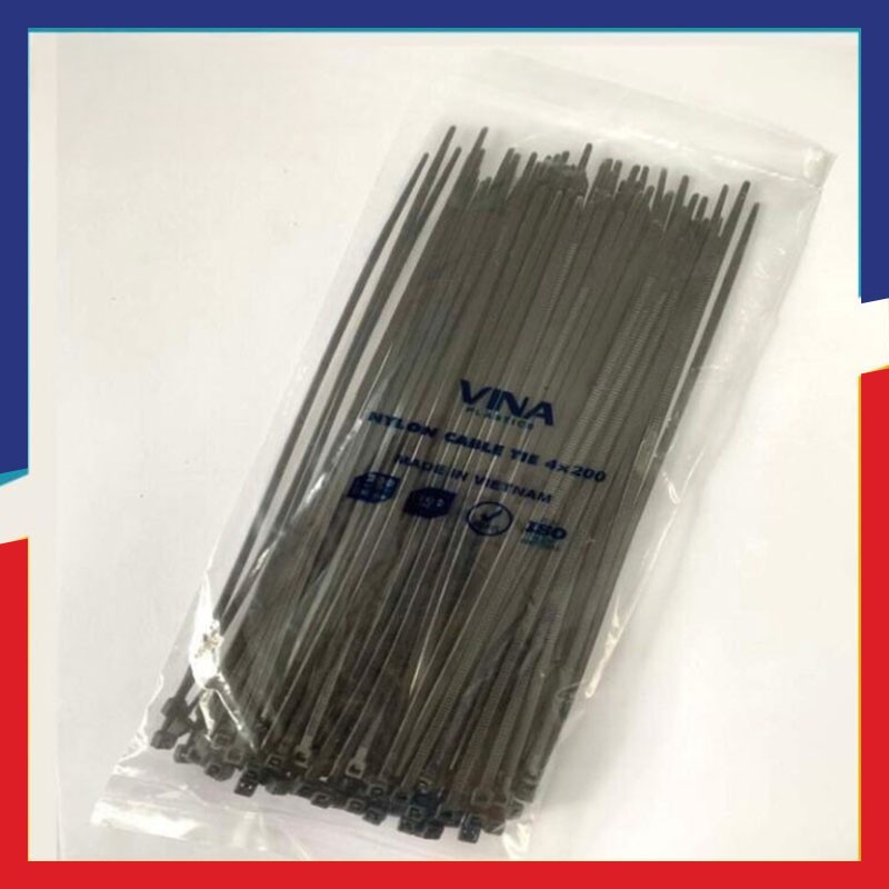 Dây rút nhựa Vina Plastics 200mm màu trắng, đen