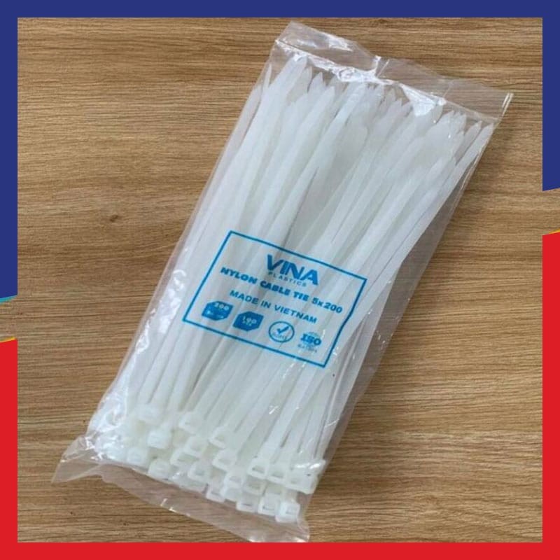 Dây rút nhựa Vina Plastics 200mm màu trắng, đen