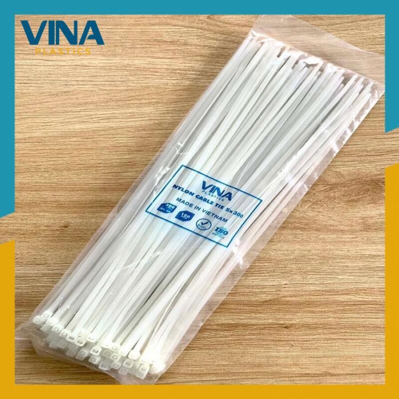 Dây rút nhựa Vina Plastics 300mm màu trắng, đen