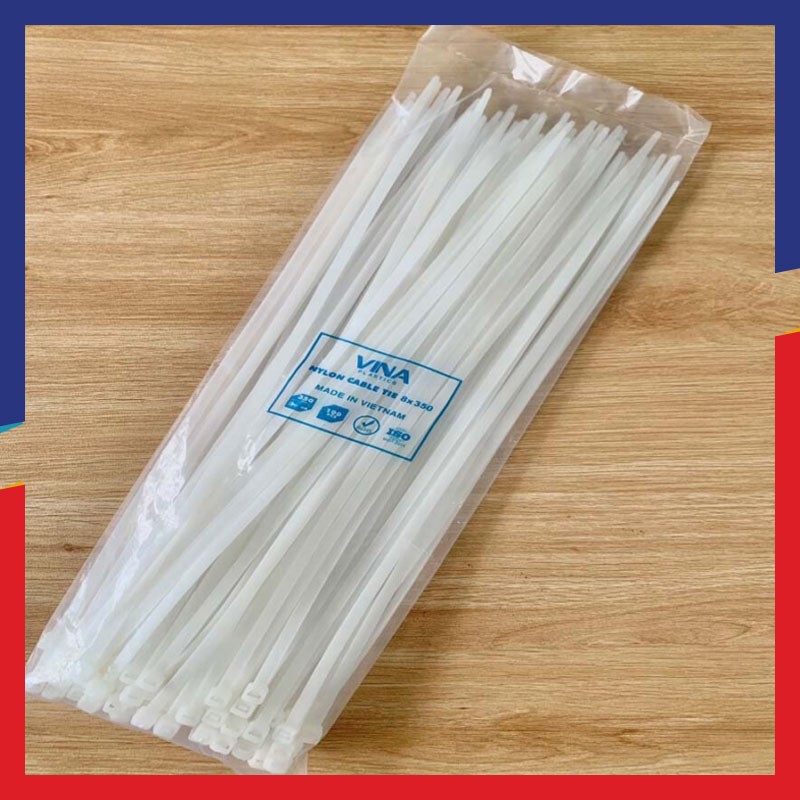 Dây rút nhựa Vina Plastics 350mm màu trắng, đen