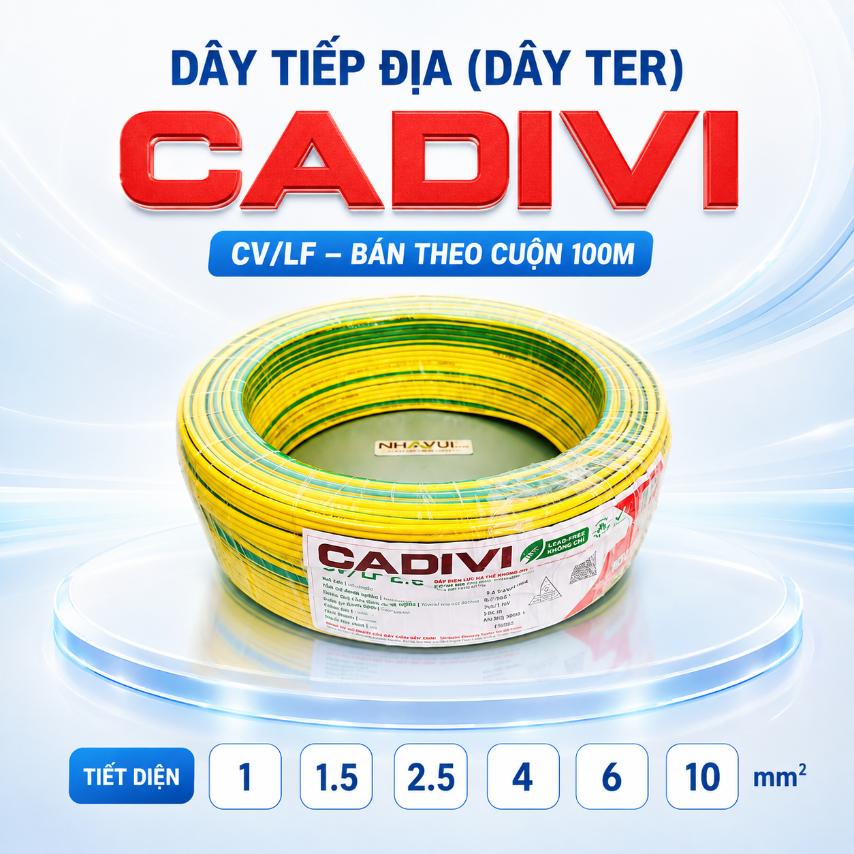 Dây tiếp địa (Dây TER) CADIVI CV/LF xanh lá sọc vàng – Cuộn
