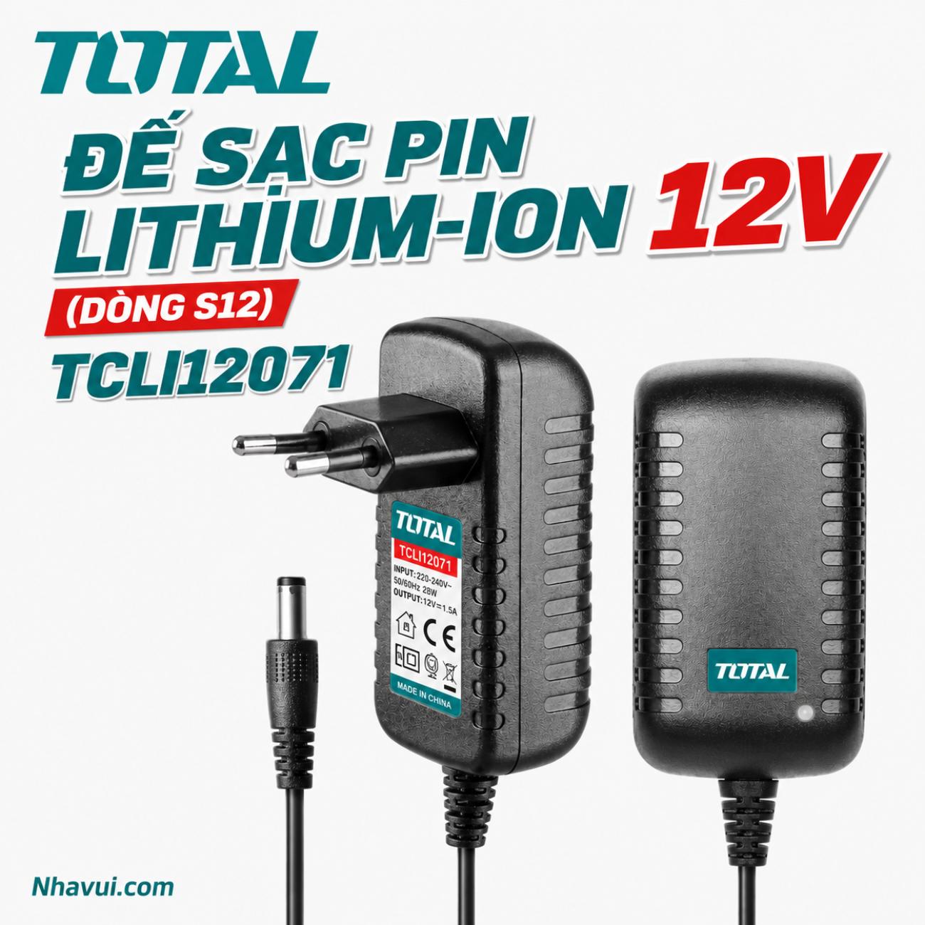 Đế sạc pin Lithium-Ion 12V (dòng S12) Total TCLI12071