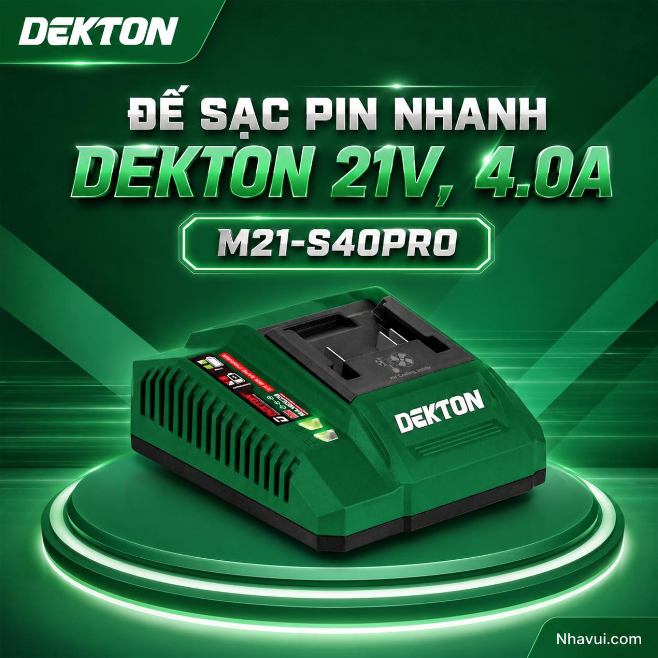 Đế sạc pin nhanh Dekton 21V 4.0A M21-S40PRO
