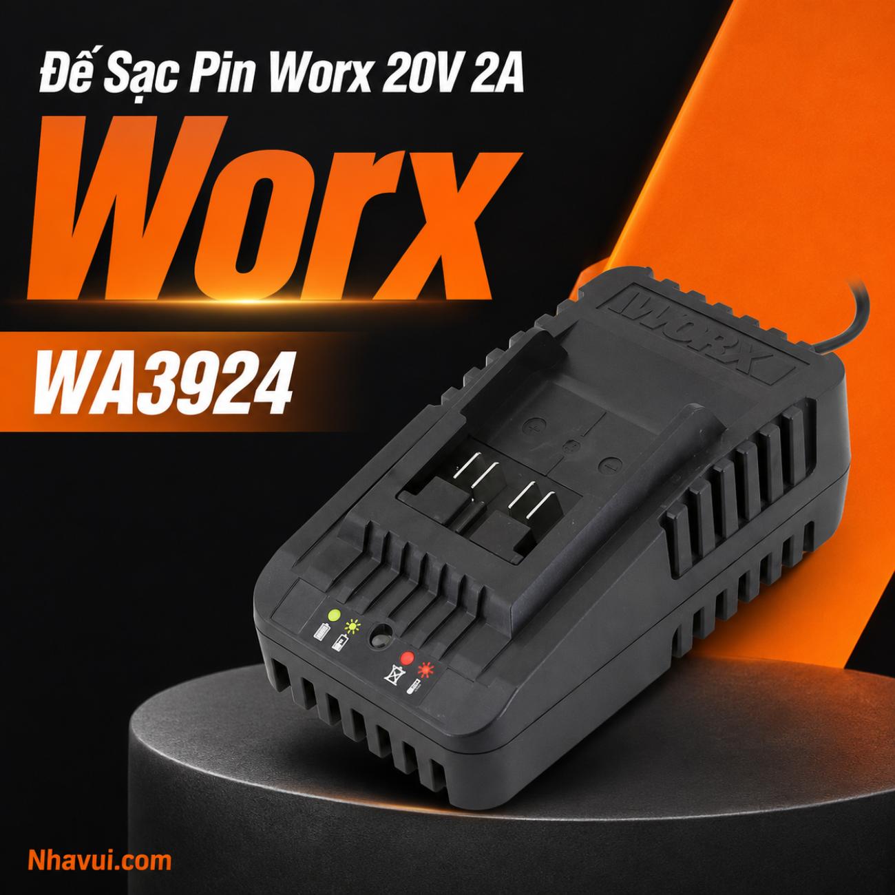 Đế sạc pin Worx 20V 2A WA3924