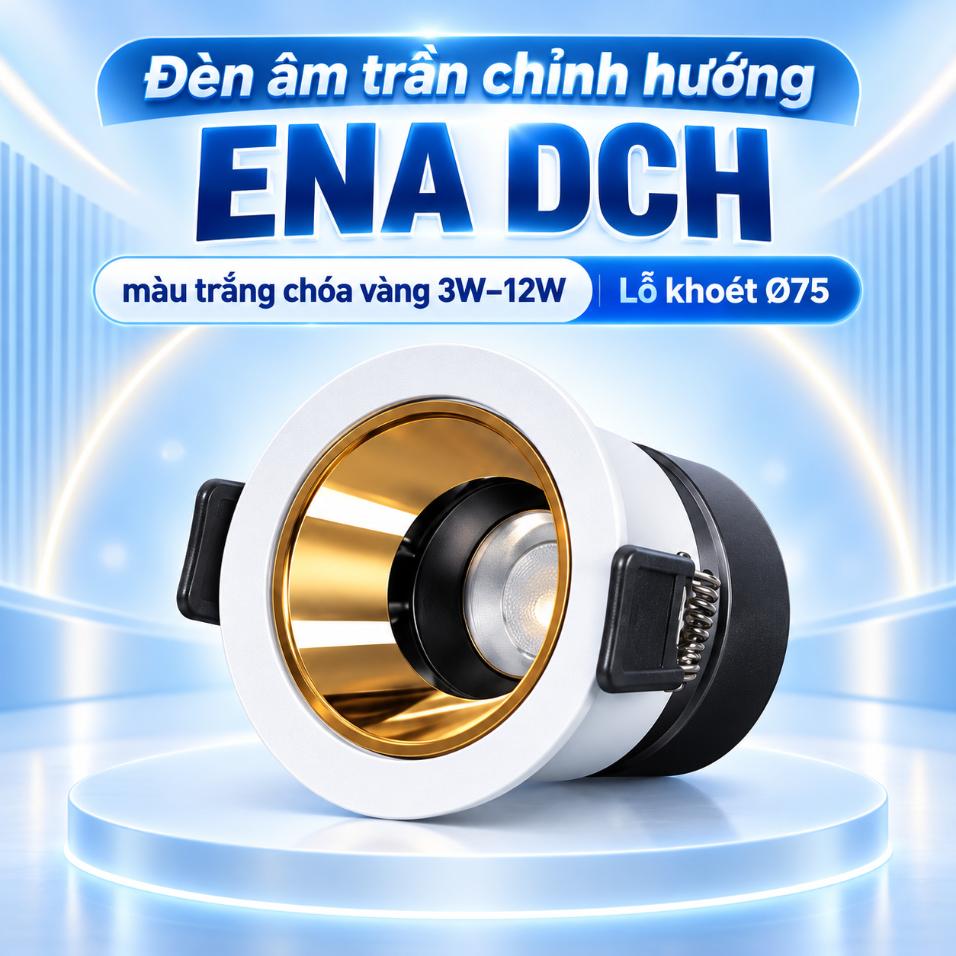 Đèn âm trần chỉnh hướng ENA DCH màu trắng chóa vàng