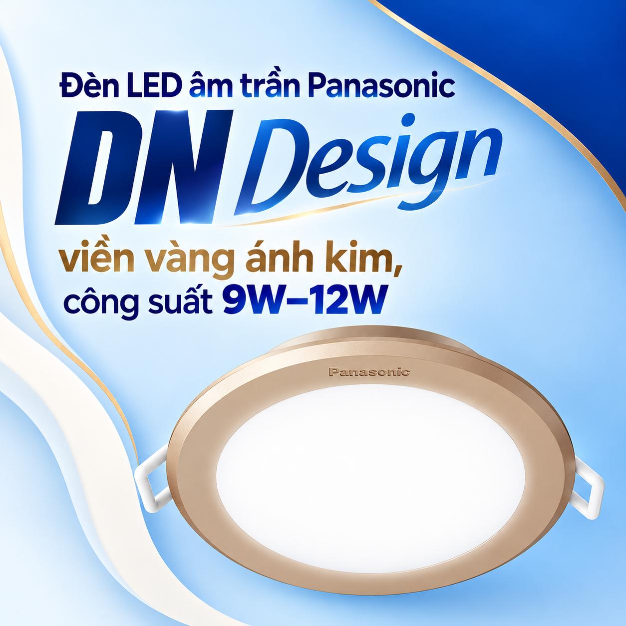 Đèn LED âm trần Panasonic DN Design viền vàng ánh kim