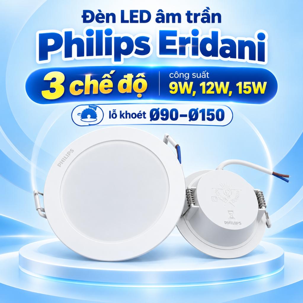 Đèn LED âm trần tròn Philips Eridani DL190B SSW 3 chế độ màu