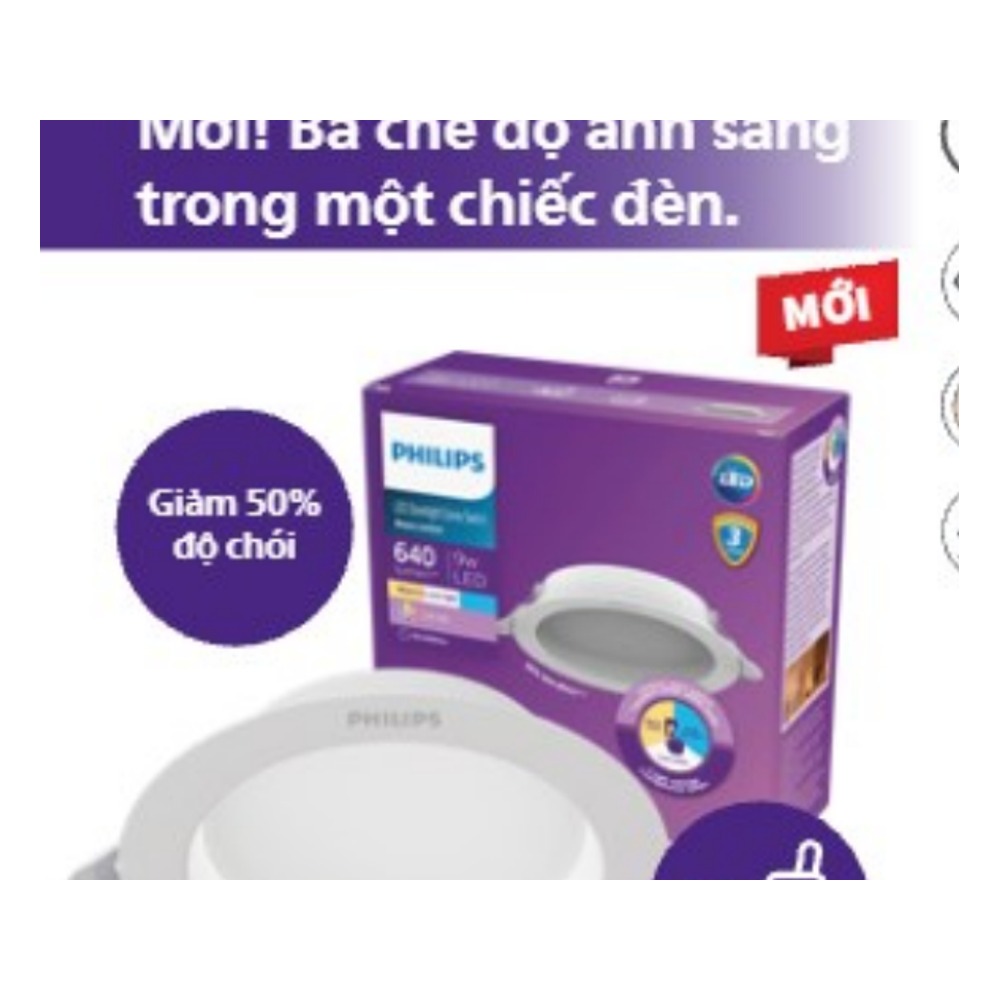 Đèn LED âm trần Philips Meson C Rc Rd SSW đổi 3 màu 7W, 9W, 13W, 17W chính hãng