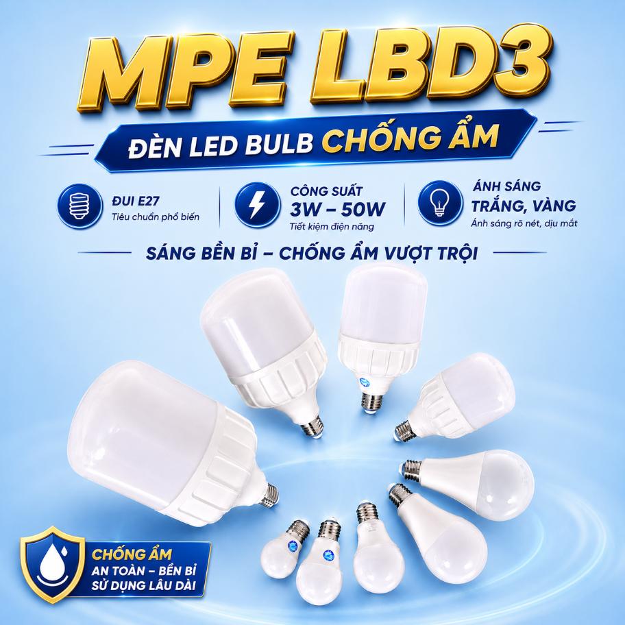 Đèn LED Bulb chống ẩm MPE LBD3 E27
