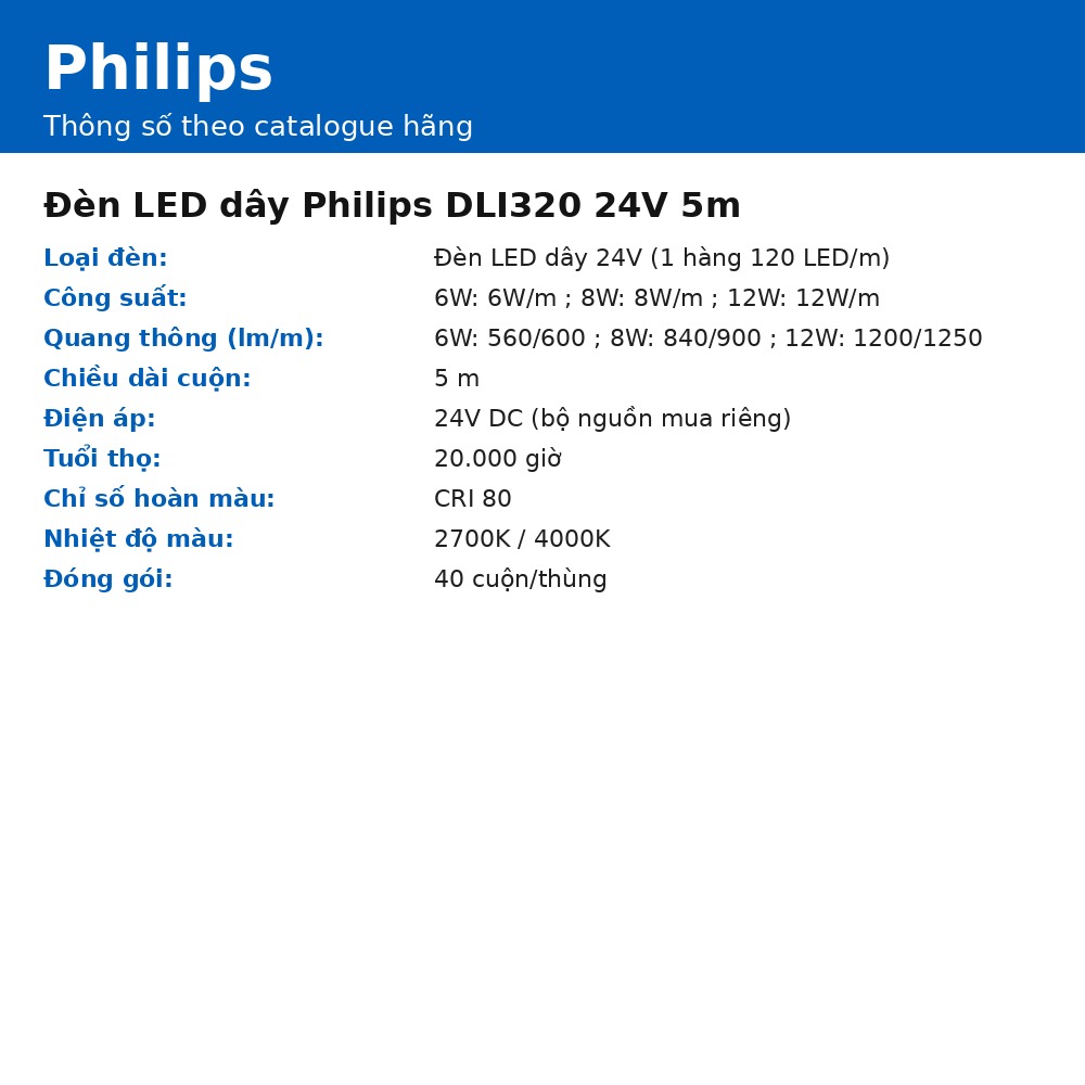 Đèn LED dây Philips DLI320 24V 5m chính hãng