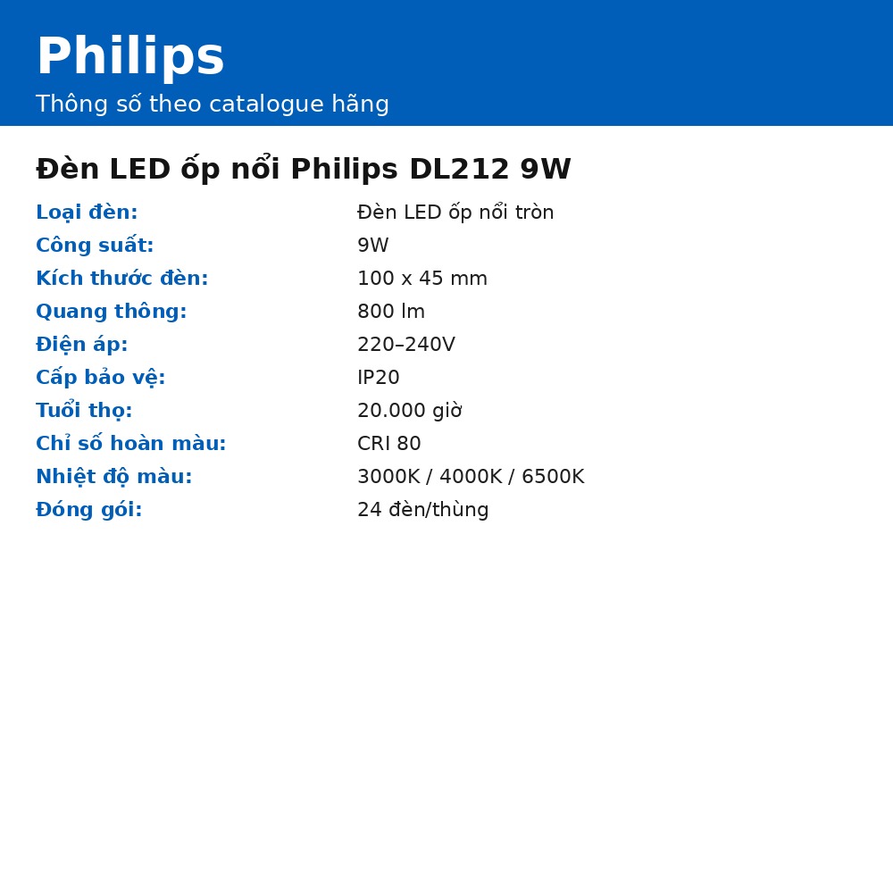 Đèn LED ốp nổi Philips DL212 9W chính hãng