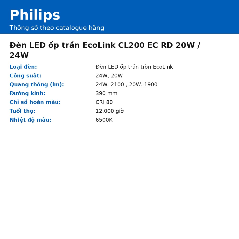 Đèn LED ốp trần EcoLink CL200 EC RD 20W / 24W